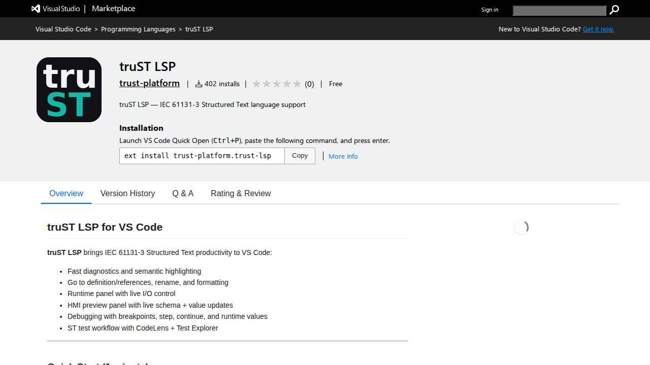 truST LSP Marketplace listing