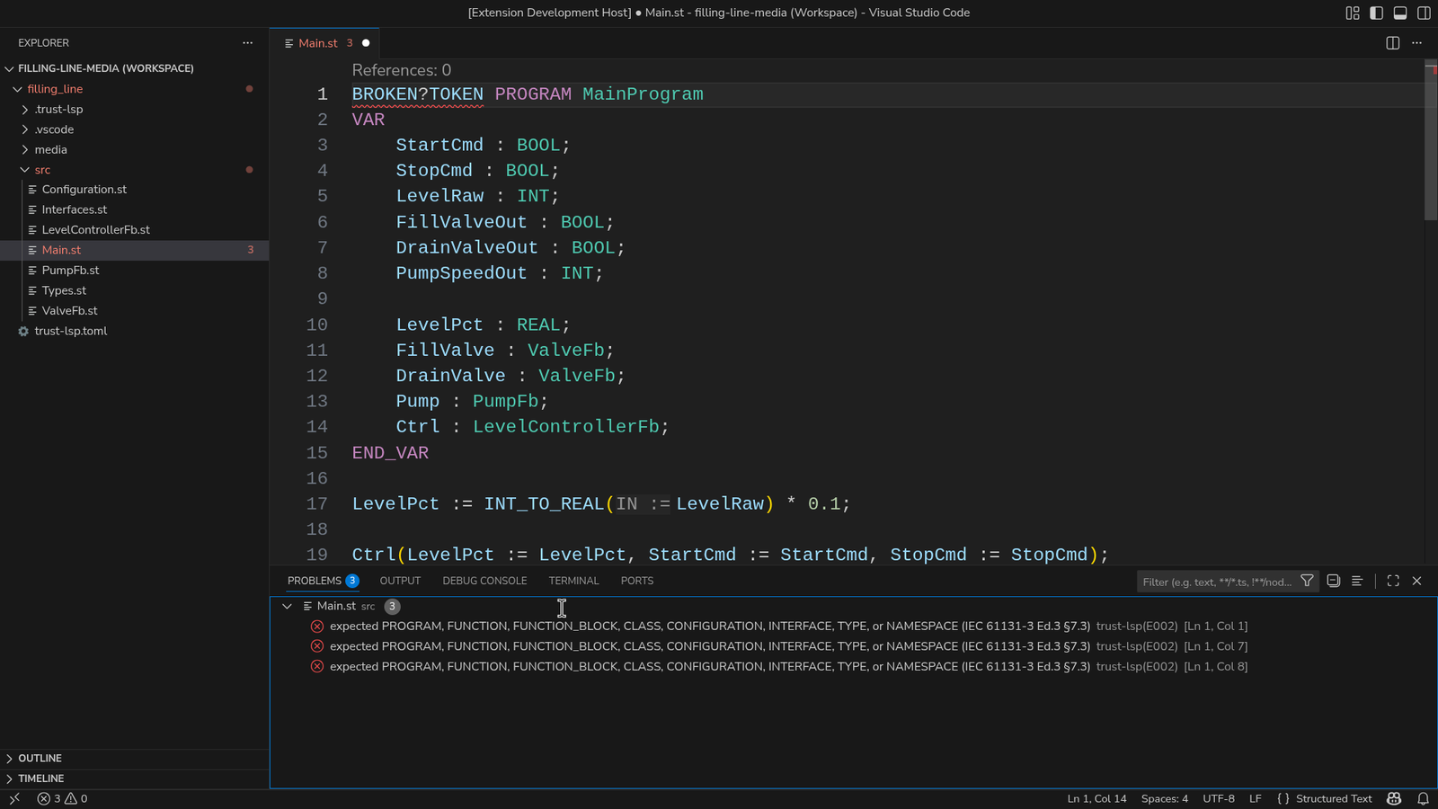 IEC-aware diagnostics in VS Code